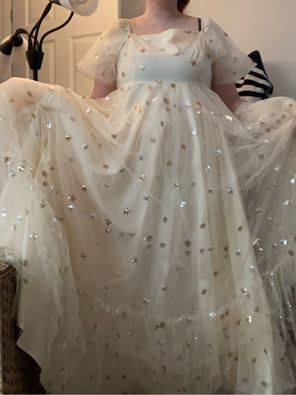 JessaKae Cream Star-embroidery Wendy Dress